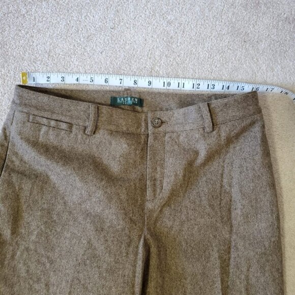Lauren Ralph Lauren Herringbone Wool Preppy Old Money Wide Leg Flare Trousers 10 - Picture 7 of 8